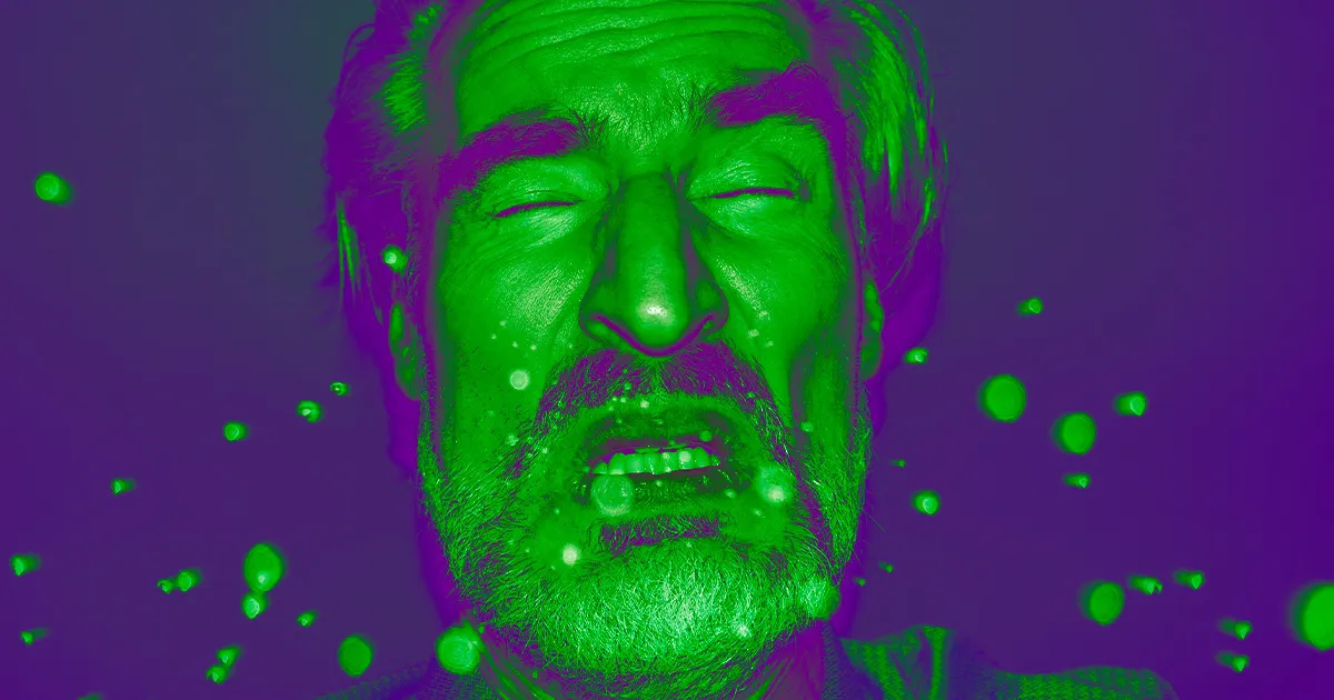 Éternuement si puissant qu'il provoque une fuite d'organes internes après une opération.