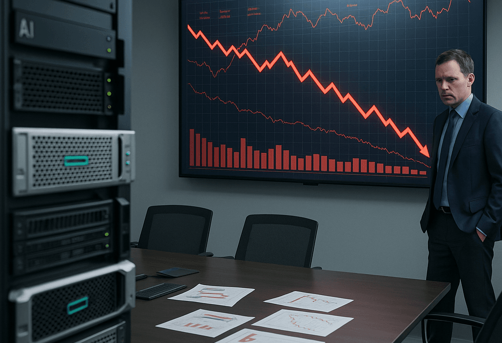 HPE : Chute de 9% de l'action en raison de retards dans les serveurs IA impactant les revenus.