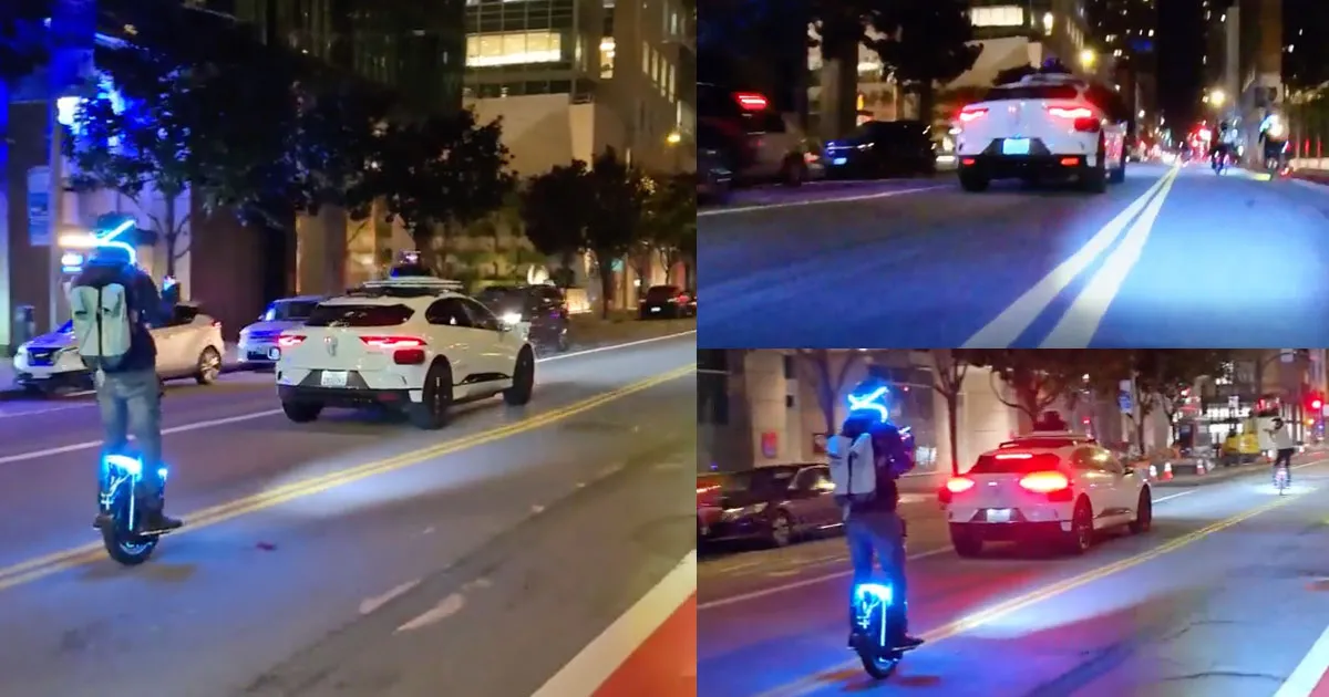 Waymo Autonome Aperçu Circulant à Contre-Sens dans la Rue