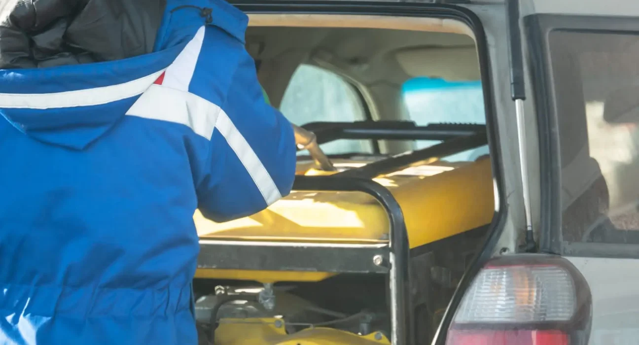 Conducteur détecte une odeur de gaz dans le coffre surchauffé, avertissements des commentateurs sur un générateur couvert pouvant provoquer une explosion.
