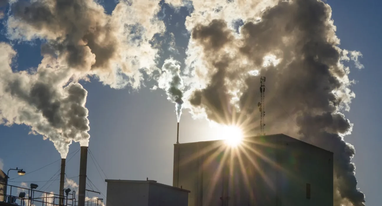Nuages de fumée noire s'élevant au-dessus d'un centre de données en Virginie après l'activation des générateurs diesel sous une chaleur de 39 degrés.