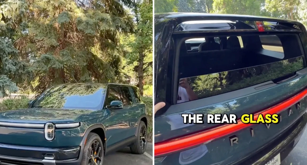 Rivian R2 : Port de charge Tesla, vitre arrière rabattable et doubles boîtes à gants.
