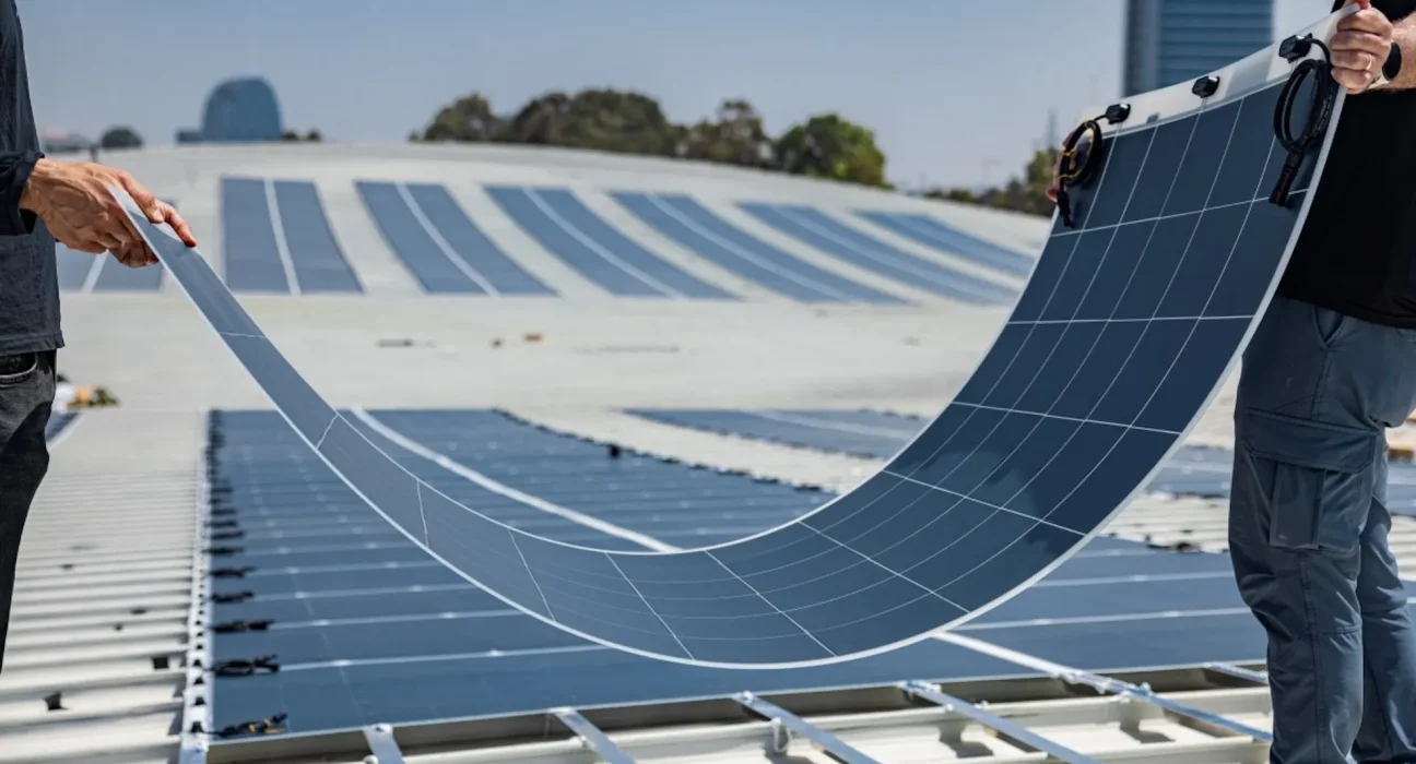 Nouveau panneau solaire léger et flexible réussit test de résistance au feu pour toitures.