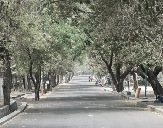 En Inde, une voiture chute dans un gouffre après l'effondrement d'une route, deux personnes s'échappent.